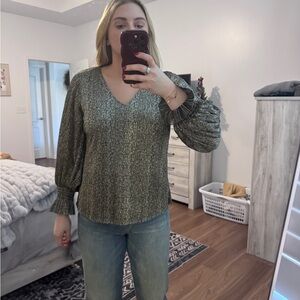 Vince Camuto Shimmering Gold V-Neck Blouse